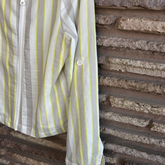 209 WST New York Striped Linen Blend Side Zip Lightweight Jacket Size 6 - Picture 7 of 9
